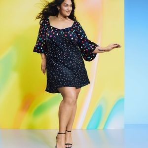 Rixo Black Polka Dot Long Sleeve Dress